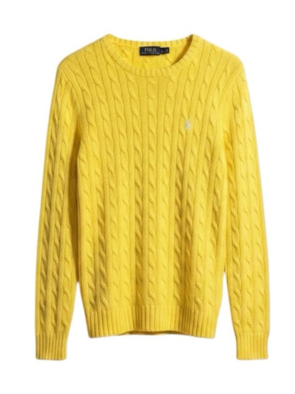Polo Ralph Lauren Yellow Cotton Cable Knit Sweater Size Large